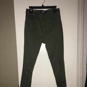 Ripped army green jeans size 2